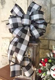 Black And White Plaid Ribbon Wired Buffalo Check Black White Bow Buffalo Check Christmas Decor Checkered Decor Buffalo Plaid Christmas