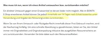 Umtauschen Bei Bonita Wissenswertes Ratgeber