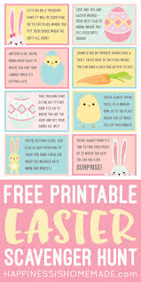 Easter egg scavenger hunt clues for adults. Easter Scavenger Hunt Free Printable Happiness Is Homemade
