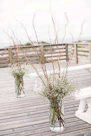 Curly Willow And Baby S Breath Ceremony Arrangements Branch Centerpieces Wedding Cheap Wedding Decorations Ceremony Arrangement