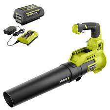 Ryobi 40v 110 Mph 525 Cfm Cordless Battery Variable Speed Jet Fan Leaf Blower With 4 0 Ah Battery And Charger Ry40480vnm The Home Depot In 2021 Ryobi Blowers Jet Fan