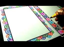 2 Very Easy And Attractive Border Design For Project File Youtube Page Borders Design Colorful Borders Design Frame Border Design