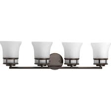 Limited time sale easy return. Progress Lighting Cascadia Collection 4 Light Antique Bronze Etched Glass Coastal Bath Vanity Light P2149 20 The Home Depot