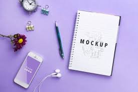 Download Mock Up Notebool And Clock On Table For Free Mockup Free Psd Mocking