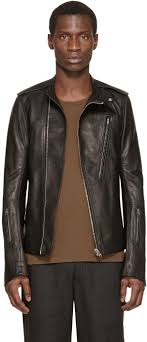 Rick Owens Black Leather Cyclops Biker Jacket