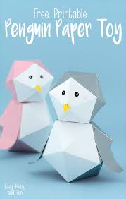 It is a little easier if the front and the back side of the paper are slightly different whether it be make sure the paper that you use is a square (all sides are equal and all the angles equal 90 degrees). 3d Penguin Paper Toy Free Printable Easy Peasy And Fun