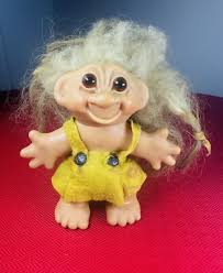 VTG THOMAS DAM Collectible TROLL DOLL DENMARK 60s RETRO TOY GONK OG CAVE  GIRL 6”
