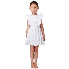 Amazon Com Elegant Design Fancy Vintage Plain White Sleeveless Cotton Pleated Ruffle Skater Girls Dress Cotton Dress Summer Kids White Dress Plain White Dress