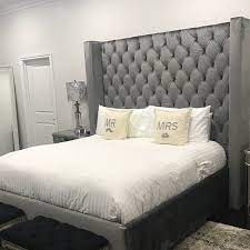 Extra tall platform bed frame with headboard. Tufted Velvet Platform Bed King Extra Large Wide Bed Diamond Tufted Bed Frame Upholstered Headboard Custom For Brittany In 2021 Upholstered Beds Bed Frame Tufted Bed