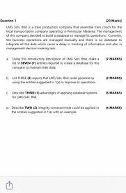This directory encompasses information on penang mncs, you may access company profiles, contact details and website links to ease your sourcing needs. Question 1 20 Marks Lmg Sdn Bhd Is A Train Prod Chegg Com