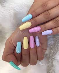 Alternate white and black tips with. 23 Surprisingly Chic Pastel Nail Designs In 2020 Pastel Nails Designs Vibrant Nails Acrylic Nails Coffin Short