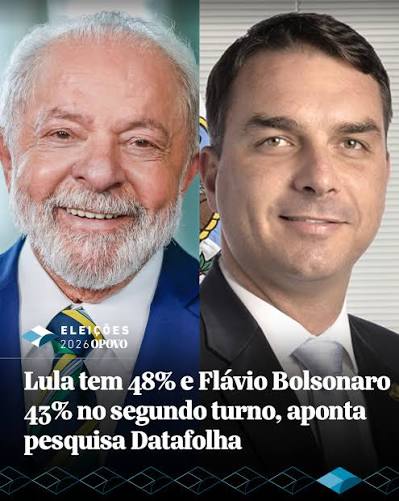 A pesquisa de inten&ccedil;&atilde;o de voto do Datafolha para presidente da Rep&uacute;blica  nas elei&ccedil;&otilde;es de 2026, divulgada nesta sexta-feira, 24, mostra que a  diferen&ccedil;a entre Lula (PT) e Fl&aacute;vio Bolsonaro (PL) &eacute;