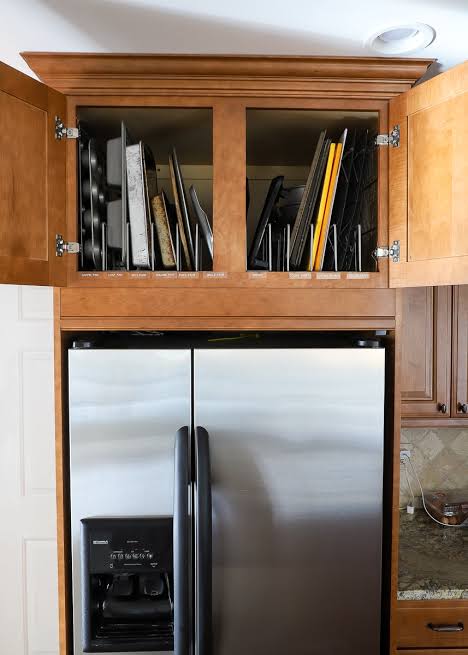 How to Organize Cabinets Above the Refrigerator - The Homes I Have Made