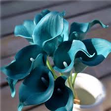 Glitter calla lilies are an additional charge. Oasis Teal Wedding Flowers Teal Blue Calla Lilies 10 Stem Real Touch Calla Lily Bouquet Wedding Centerpieces Artificial Flowers Blue Calla Real Touch Callareal Touch Aliexpress