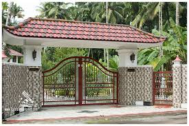 Wall compound gate design ideas with modern wooden home gates. Kerala Home Gates Design Colour To Decoration