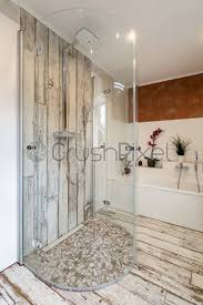 One of them is the shower area and it has. Modern Bathroom In Vintage Style With Round Glass Shower Stock Photo Crushpixel