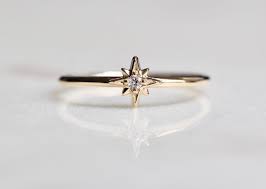 14k Gold Diamond Ring North Star Ring Astrology Etsy In 2020 14k Gold Ring Diamonds White Gold Rings Star Ring
