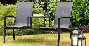 Garden Companion Set Bench Patio Love Seat Black Furniture Outdoor Glass Table Suntime Garden Seating Wooden Garden Benches Corner Garden Furniture
