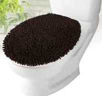 Toilet Lid Cover - Brown, Plush Microfiber Oval Toilet Seat Covers for  Bathroom, Machine Washable Elongated Toilet Cover Seat, Stretches up to  21"x19"