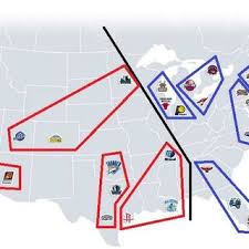 It's been 20 years since the nba's top two teams, by record, met in the finals. Map Of The Nba S 15 Western Conference Teams And 15 Eastern Conference Download Scientific Diagram