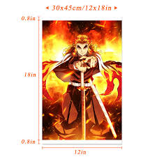 Demon Slayer Poster Wall Scroll Rengoku Kyoujurou Painting Picture 30x45cm  with 12 Inch Magnet Wood Poster Hanger : Amazon.in: Home & Kitchen