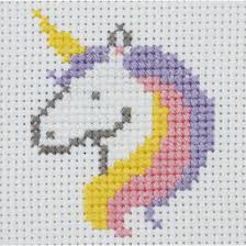 This pattern is 38 x 46 stitches, using dmc colours. Anchor First Unicorn Cross Stitch Kit