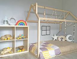 Items Similar To Montessori Bed Toddler Bed House Frame Floor Bed Wood Bed Frame Wooden House Playhouse Cot Wood House Bed Easter Gift On Etsy House Frame Bed House Beds Wood