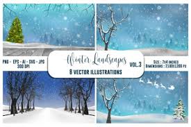 Download Winter Landscape Vector Bundle Vol 3 Graphic By Artnovi Creative Fabrica SVG Cut Files