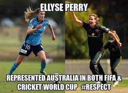 Elyyse Perry Represents Australia In Both Fifa And Cricket Wc World Cricket Cricket Sport Cricket Quotes