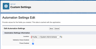 Salesforce automation settings