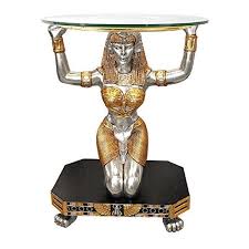 Ancient Egyptian Glass Table Ma At Goddess Sculpture Round Console Coffee Table Needfulthings Egyptian Egyptian Home Decor Design Toscano Dragon Glass