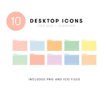 Desktop Icon Set 10 Pastel Folder Icons For Mac Windows Computers Cute Organized Aesthetic Pink Green Lavendar Blue Png Ico Macbook Folder Icon Desktop Icons Icon