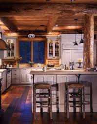 They Make This Log Cabin Kitchen Much Brighter Than The Average Wood On Wood Description From Pinte Log Home Kitchens Log Cabin Kitchens Rustic Cabin Kitchens