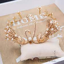 千色新娘复古金天鹅之吻新娘皇冠发箍婚纱配饰品巴洛克皇冠头饰 tiara crown crown jewelry