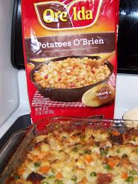 28 oz o'brien potatoes , thawed. Scalloped Ham Casserole 3 4 Cups Diced Smoked Ham 1 1 2 C Shredded Monterey Jack Cheese 1 1 Ham Casserole Baked Dishes Frozen Potatoes