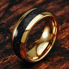 Casual Modern Two Tone Band For A Bride Or Groom Offers Affordable Luxury Without Appearing F Tungsten Mens Rings Mens Wedding Bands Black Black Wedding Band