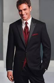 Black And Burgundy Suit Black Tux With Burgundy Tie By Freeman Groomsmen Attire Black Groom And Groomsmen Attire Prom Suits