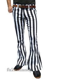 Black And White Striped Jeans Men Flares White Black Striped Mens Bell Bottoms Hippie Vtg Indie Trousers Stripey Ebay Bell Bottoms Black White Stripes Vintage Jeans Mens