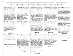 About a real tough topic called written word score. Science Cell Choice Board Project