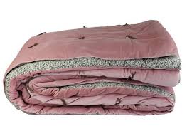 en fil dindienne dessus de lit velours tosca rose poudre 230x250 cm home beddings and curtains dessus de lit matelasse dessus de lit sofa en velours