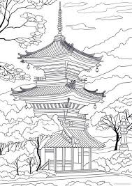 Japanese Temple Printable Adult Coloring Page From Favoreads Coloring Book Pages For Adults And Kids Coloring Sheets Coloring Designs Printable Adult Coloring Pages Japanese Temple Coloring Book Pages