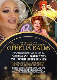 Come along to an evening of laughter and fun with Ophelia Balls.** #  **Saturday 25th January 2025 at Swalwell Community Centre.** **To book  tickets send an email to Carol Minto at