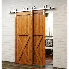 The single track bypass hardware is ideal for when you have a large opening but not the wall space for a large door, nor the wall space on both sides how much headroom do i need to mount the barn door hardware? Homacer Double Track U Bypass Barn Door Hardware Kit Reviews Wayfair