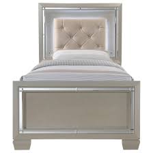 This set also includes a nightstand, mirror and dresser. Elements International Platinum Elem Grp Lt111th Tf Tfr Tw Bed Twin Upholstered Bed With Mood Backlighting Household Furniture Panel Beds