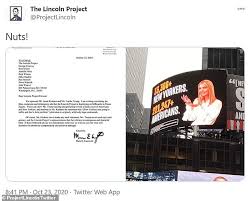 The lincoln project is a political committee with a shared goal of preventing the reelection of president donald trump in the upcoming 2020 presidential election. Ivanka And Jared Could Threaten To Sue Over Ads Showing Them Smiling About Covid Deaths Daily Mail Online