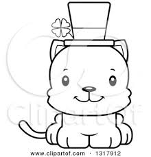9 black & white png images. Cartoon Black And White Cute Mad Irish St Patricks Day Kitten Cat By Iqc383 Clipart