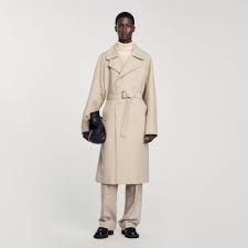 Long trench coat white / beige for Men | Sandro Paris