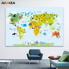 Nordic educational kids room world map decoration poster nursery art canvas wall hanging painting picture milaandnoah 5 out of 5 stars (9) $ 29.34. Canvas Art Print Painting Poster Cartoon Children Kawaii Animals World Map Wall Pictures For Kids Room Home Decoration Buy At The Price Of 11 67 In Aliexpress Com Imall Com