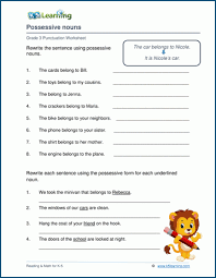 This activity creatively guides students in reflecting on and understanding what's happening inside of themselves at any given point. Possessive Nouns Apostrophes Worksheets K5 Learning