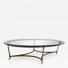 Vintage hollywood brass regency oval coffee table removable top mid century. La Barge Stunning Brass And Glass Midcentury Labarge Hoof Cocktail Table Regency Modern